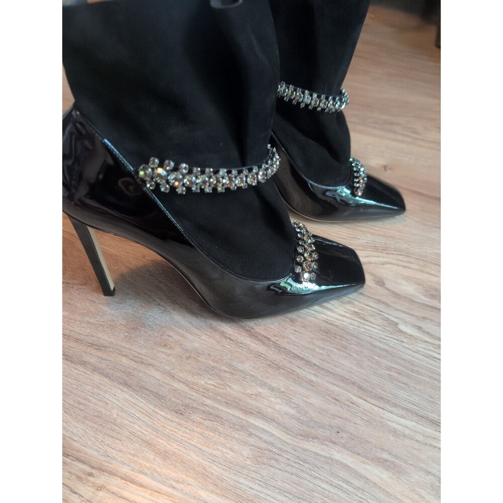 Jimmy Choo Bing Crystal Embellished Heeled Booties Boots Women's EU 38.5